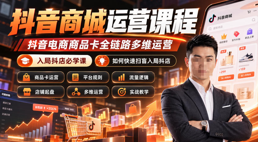 抖音商城运营课程,抖音电商商品卡全链路多维运营,入局抖店必学课, 如何快速扫盲入局抖店(更新1025)