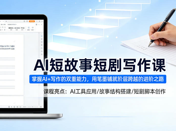 AI短故事短剧写作课，掌握AI+写作的双重能力，用笔墨铺就阶层跨越的进阶之路