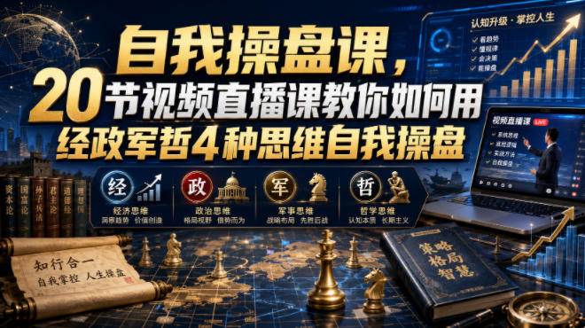 【无水印】自我操盘课，20节视频直播课教你如何用经政军哲4种思维自我操盘（更新0924）